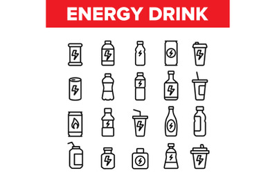 Energy Drink Collection Elements Vector Icons Set