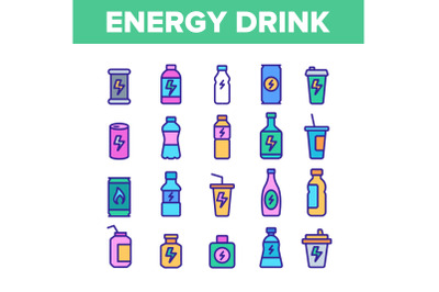 Energy Drink Color Elements Vector Icons Set