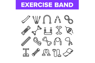 Exercise Band Tools Collection Icons Set Vector