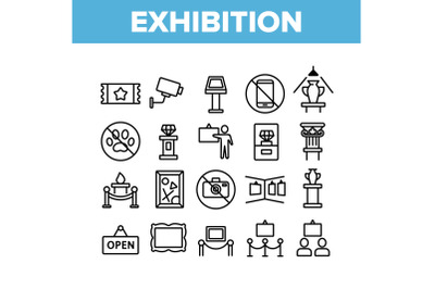 Exhibition And Museum Collection Icons Set Vector