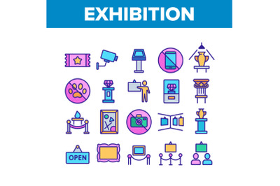 Exhibition And Museum Collection Icons Set Vector