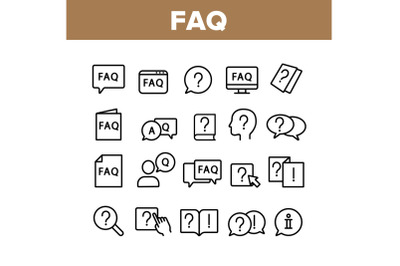 Faq Frequently Asked Questions Icons Set Vector