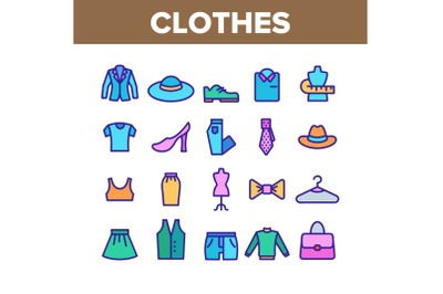 Fashion And Clothes Collection Icons Color Set Vector