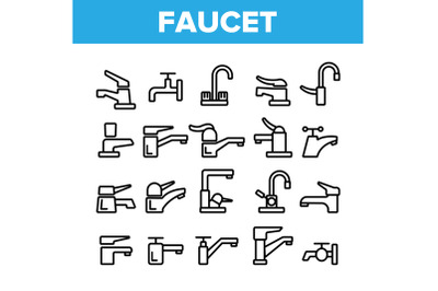 Collection Different Faucet Sign Icons Set Vector