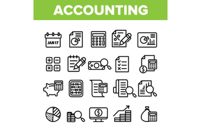 Collection Accounting Elements Vector Icons Set