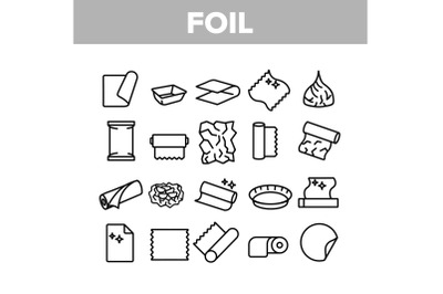 Foil List For Cooking Collection Icons Set Vector