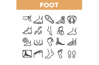 Foot Human Body Part Collection Icons Set Vector