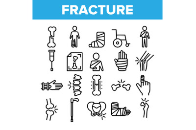 Collection Fracture Elements Vector Sign Icons Set