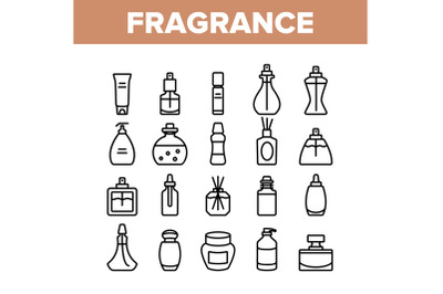 Fragrance Bottles Collection Icons Set Vector