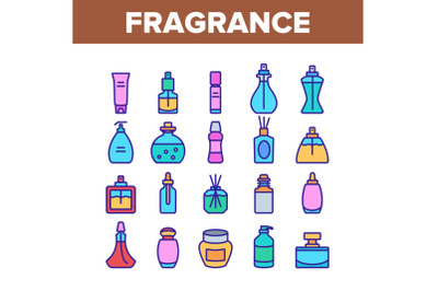 Fragrance Bottles Collection Icons Set Vector