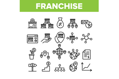 Franchise Collection Elements Icons Set Vector