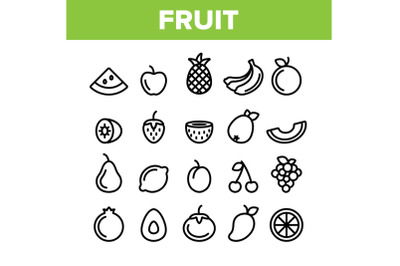 Collection Nature Fruit Elements Vector Icons Set