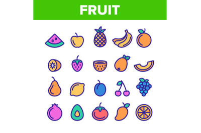 Collection Nature Fruit Elements Vector Icons Set