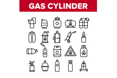 Gas Cylinder Equipment Collection Icons Set Vector