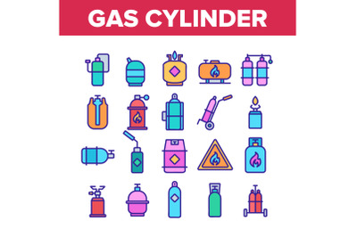 Gas Cylinder Equipment Collection Icons Set Vector