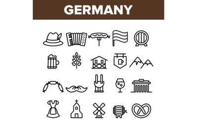 Germany Country Culture Elements Icons Set Vector