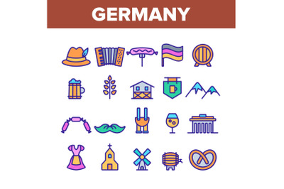 Germany Country Culture Elements Icons Set Vector