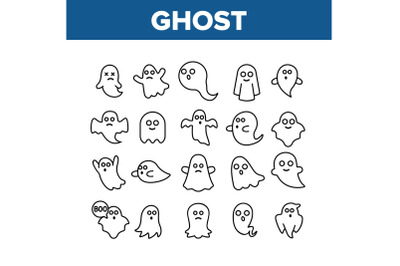 Ghost Spectre Funny Collection Icons Set Vector