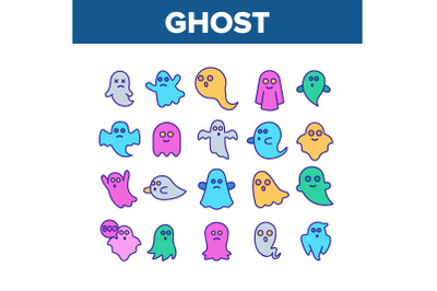 Ghost Spectre Funny Collection Icons Set Vector