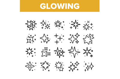 Glowing Shine Stars Collection Icons Set Vector