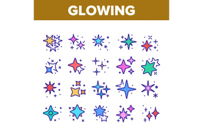 Glowing Shine Stars Collection Icons Set Vector