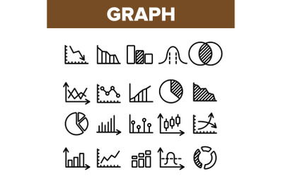 Collection Different Graph Sign Icons Set Vector