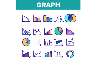 Color Different Graph Sign Icons Set Vector