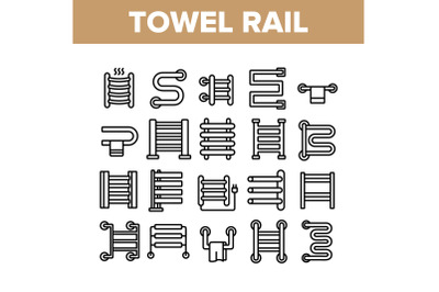 Heated Towel Rail Collection Icons Set Vector