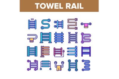 Heated Towel Rail Collection Icons Set Vector