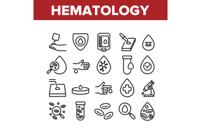 Hematology Collection Elements Icons Set Vector