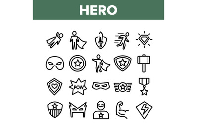 Super Hero Collection Elements Icons Set Vector