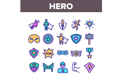 Super Hero Collection Elements Icons Set Vector