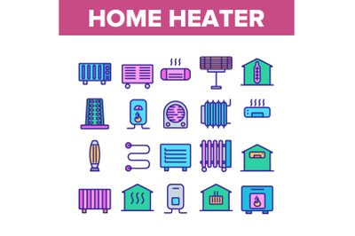 Home Heater Collection Elements Icons Set Vector