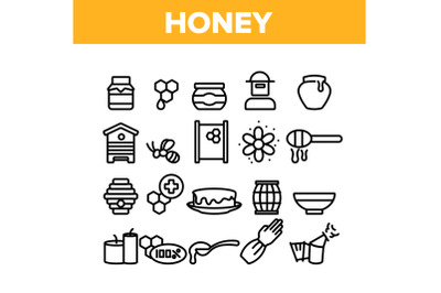 Honey Product Collection Elements Icons Set Vector