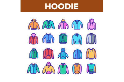 Hoodie And Sweater Collection Icons Set Vector