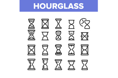 Hourglass Collection Elements Icons Set Vector