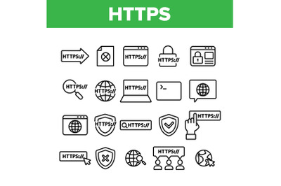 Collection Https Elements Vector Sign Icons Set