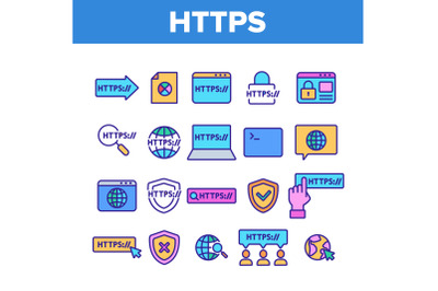 Color Https Elements Vector Sign Icons Set