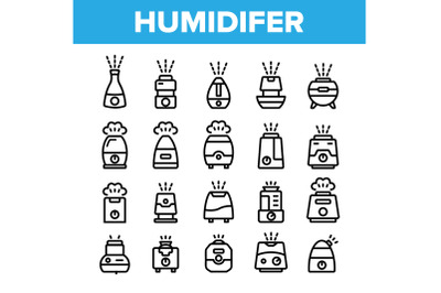 Collection Different Humidifier Icons Set Vector