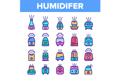 Color Different Humidifier Icons Set Vector