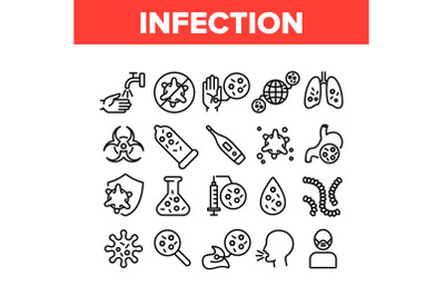 Infection And Disease Collection Icons Set Vector