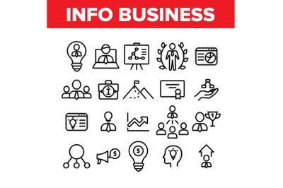 Info Business Collection Elements Icons Set Vector