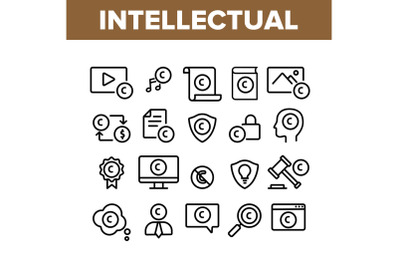 Intellectual Property Collection Icons Set Vector