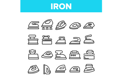 Iron Electrical Tool Collection Icons Set Vector