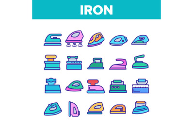 Iron Electrical Tool Collection Icons Set Vector