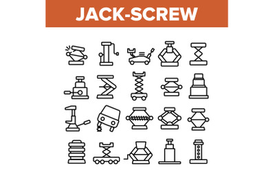 Jack-screw Equipment Collection Icons Set Vector