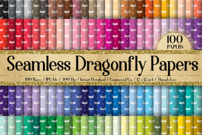 100 Seamless Dragonfly Childhood Field Farm Digital Papers
