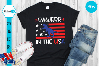 Patriotic T-Rex Svg, Rawr In The Usa Svg