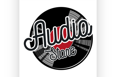 Color vintage audio store emblem