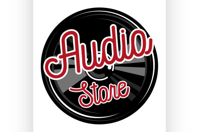 Color vintage audio store emblem